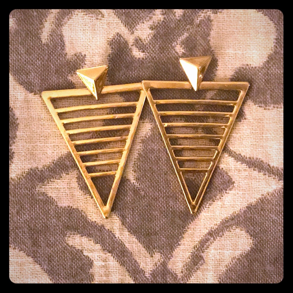 Gold triangle earrings